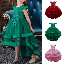 Г. Свадебные платья для девочек, элегантное платье принцессы маскарадная детская одежда для дня рождения размер от 4 до 12 лет, Vestidos infantil D20