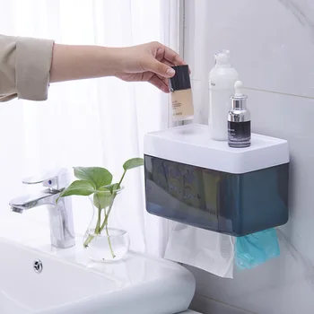 

Long bathroom toilet bathroom continental waterproof suction cup tissue box shelf without punching paper paper carton