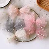 2022 New Korean Sweet Girl Beautiful Colorful Imitation Pearl Yarn Bow Duckbill Clip Children Fashion Hairpins Hair Accessories ► Photo 1/6