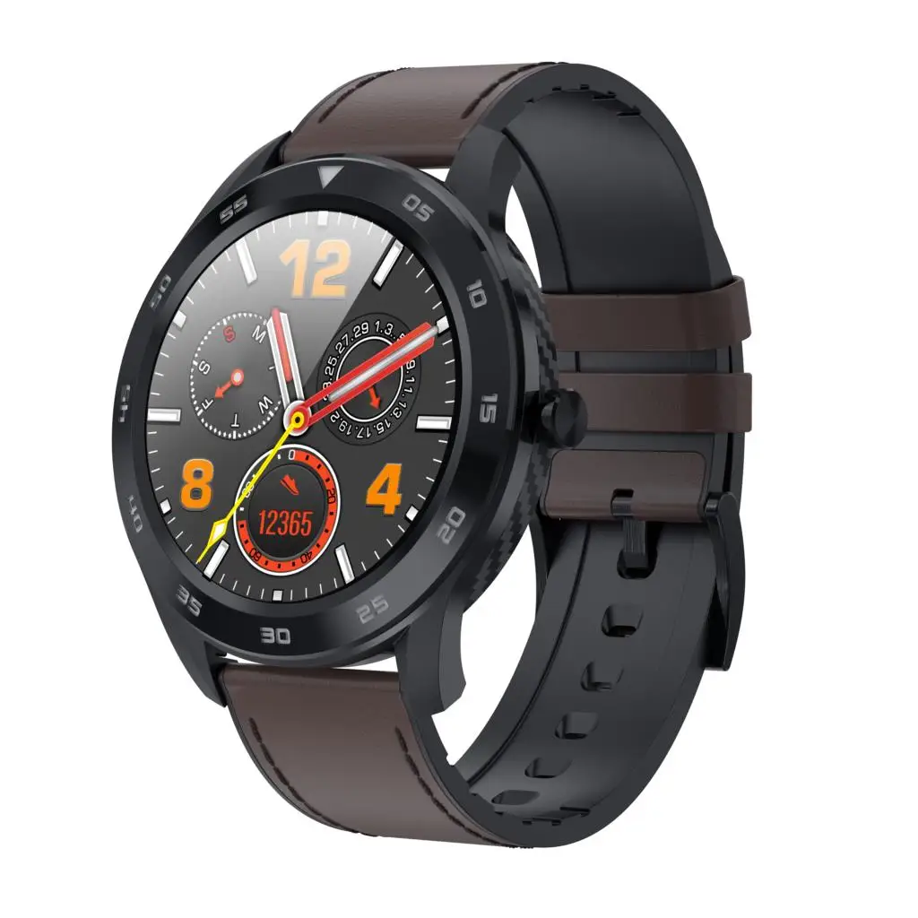 Smartcent DT98 Смарт-часы IP68 Водонепроницаемый для женщин и мужчин Smartwatch сердечного ритма шагомер вызов сообщение напоминание Интеллектуальный трекер активности - Цвет: Light Brown Leather