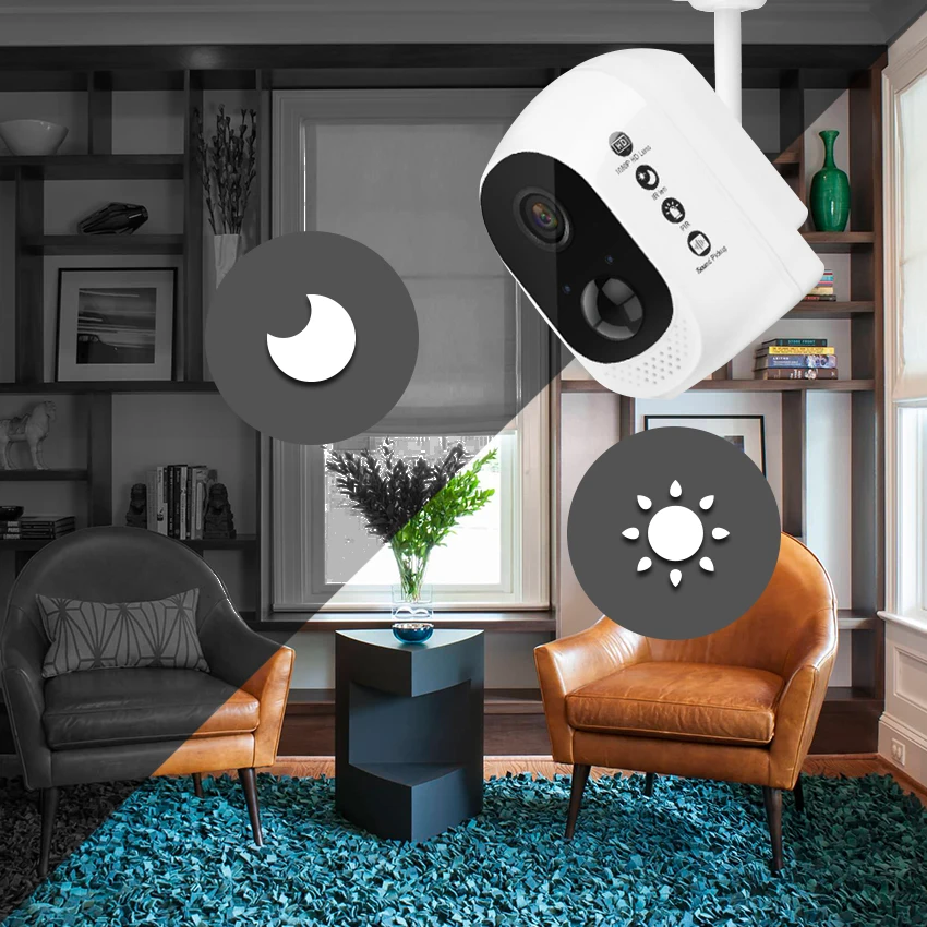 Камера видеонаблюдения 2 Мп на солнечной батарее водонепроницаемая наружная Wi Fi