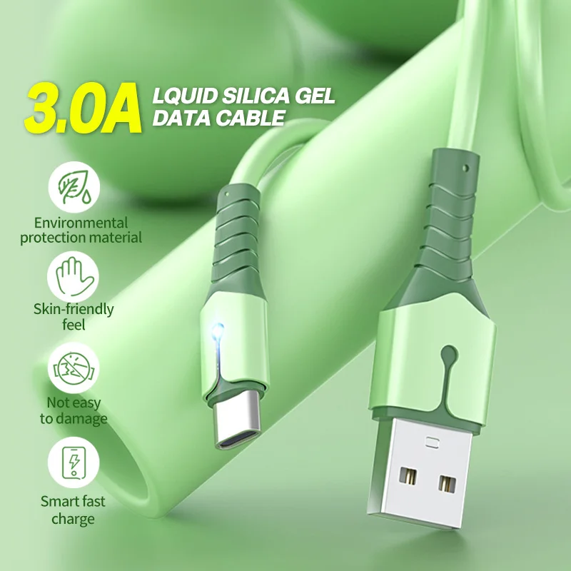 ANKNDO Usb C Cable 3A Fast Charging For Phone Type C Cable For Samsung Huawei Xiaomi Soft Tape Light Usbc Type-C Usb Data Cord