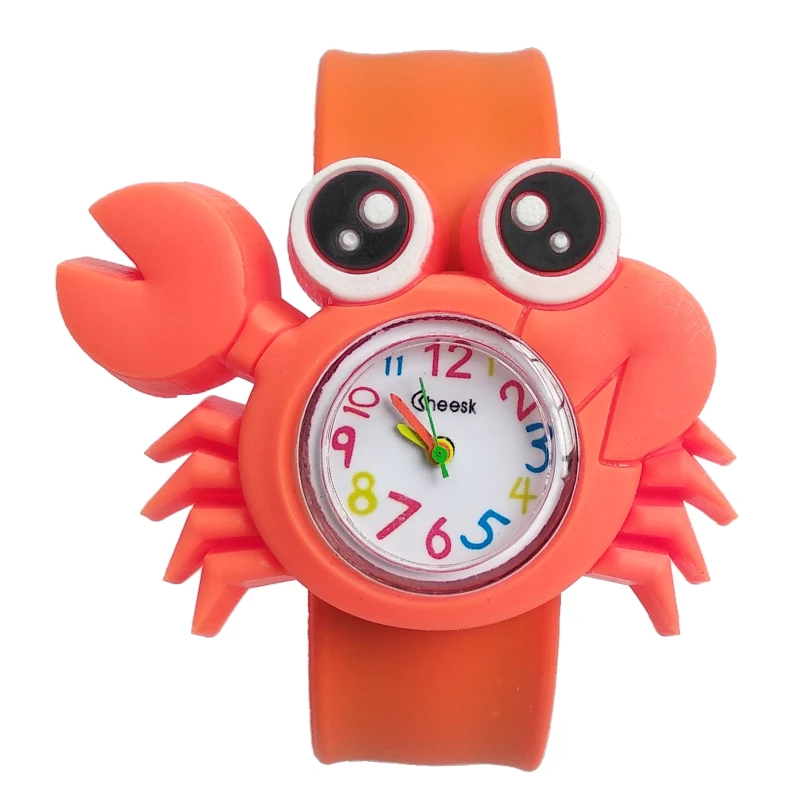 Cute Crab Toys Kids Watches Soft Silicone Band Children Watch Boys Girls Clock Child Quartz Waterproof Watch Relogio Infantil - Цвет: orange