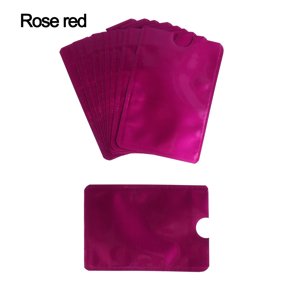 Style3-Rose Red 10 шт. Анти Rfid Блокировка ридер замок держатель для карт Id банковский чехол для карт Защита Алюминиевый металлический умный Противоугонный кредитный держатель для карт - Цвет: Style3-Rose Red