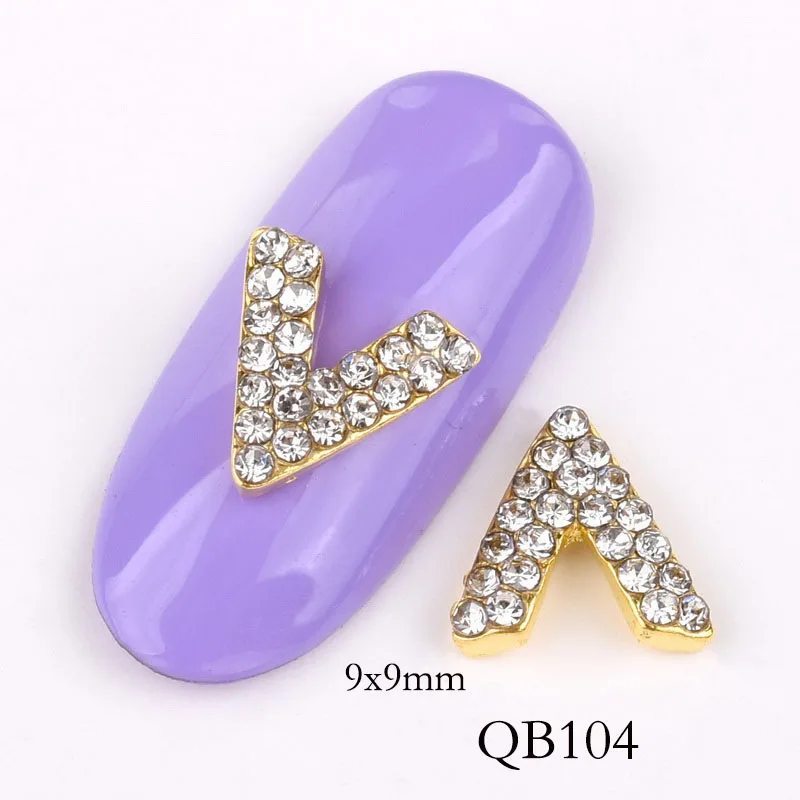 10 шт/партия 3D украшения для ногтей блеск золотой сплав маникюрные принадлежности хрустальные стразы для украшения ногтей QB104-108 - Цвет: QB104