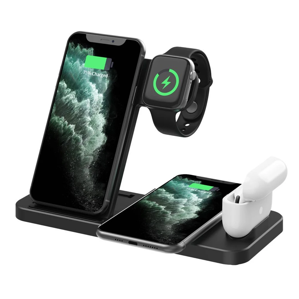 Artizer W33 15W Qi Wireless Charger Foldable 4 in 1 Induction Charging Stand for iPhone 12 11 X XS XR Airpods Apple iWatch SE 6 5 4 Charge Station - ANKUX Tech Co., Ltd