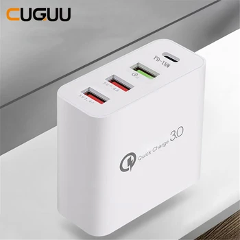 

Multi Charger USB Type C Fast Charger For iPhone For Samsung Tablet QC 3.0 Quick Charging For Phone US EU UK AU Plug Adapter