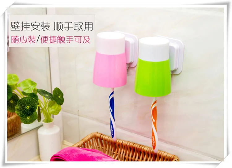 In-Adhesive Bayonet Toothbrush Holder Toothbrush Cup Water Draining Toothbrush Cup Wall Hangers Cups 100G