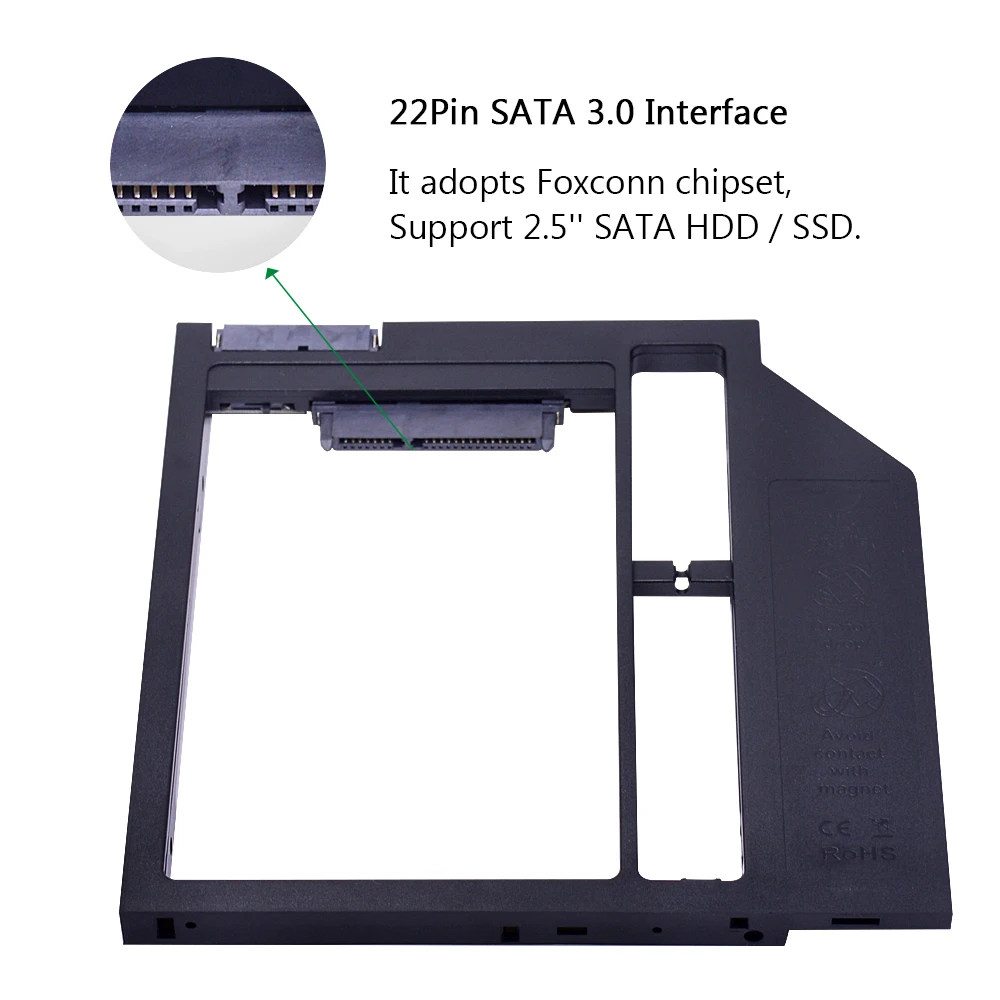 CHIPAL пластик 2nd Second HDD Caddy 9,5 мм 9 мм SATA 3,0 Optibay 2,5 ''SSD DVD жесткий диск драйвер CD-ROM чехол адаптер Корпус