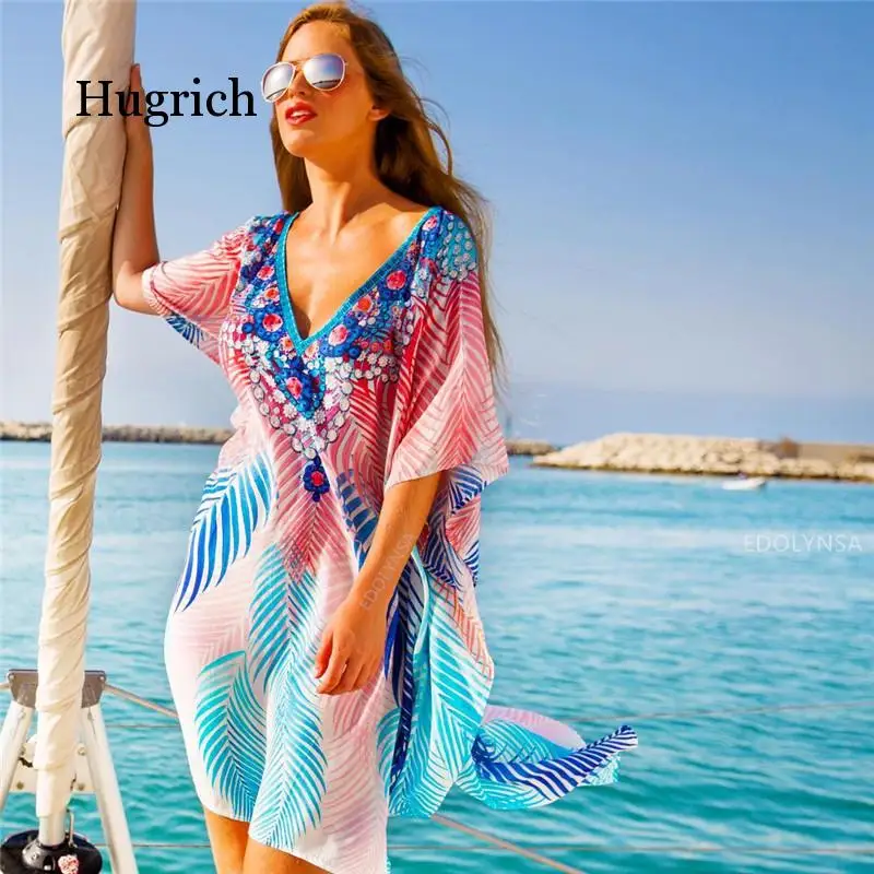 

2020 Boho Cotton Dress Tunic Beach Coverups for Women Pareo De Plage Swimsuit Cover Up Beach Sarongs Swimwear Kaftan Beach