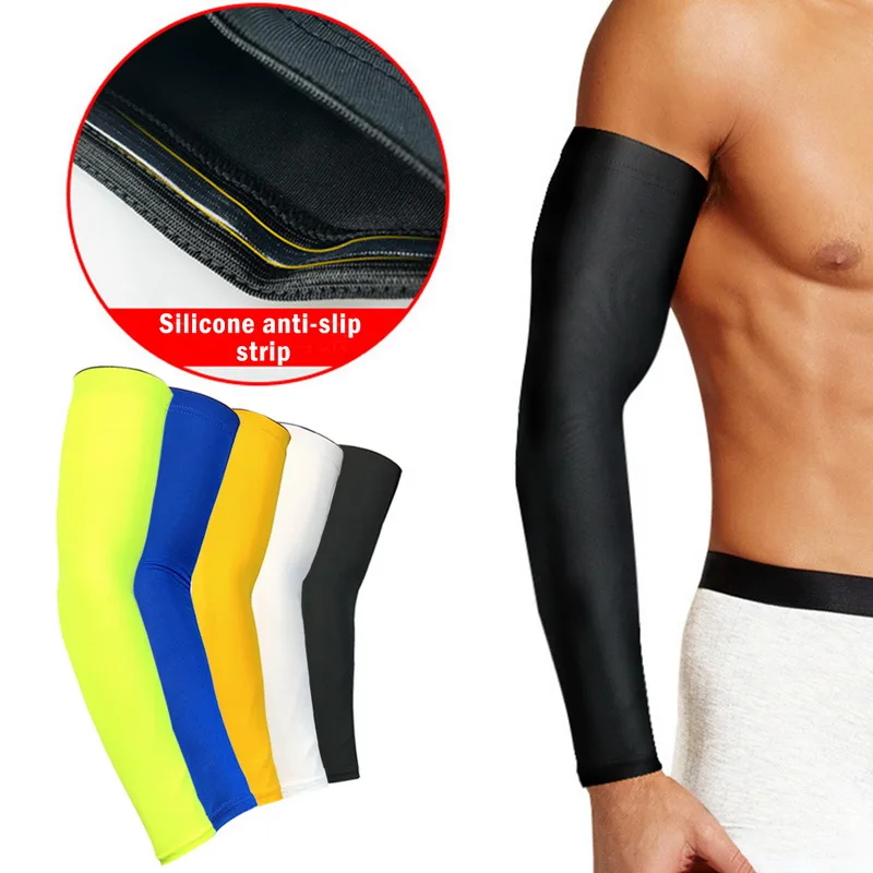 

1Pc Breathable Quick Dry Arm Warmer Sleeves UV Protection Running Basketball Elbow Pad Fitness Armguards Sports Arm Warmers Blue