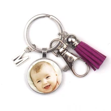 Personalizeds Your Baby Child Mom Dad Grandparent Loved One Gift  Photo Key Chain Round Custom Photo Tassel Family Member Gift