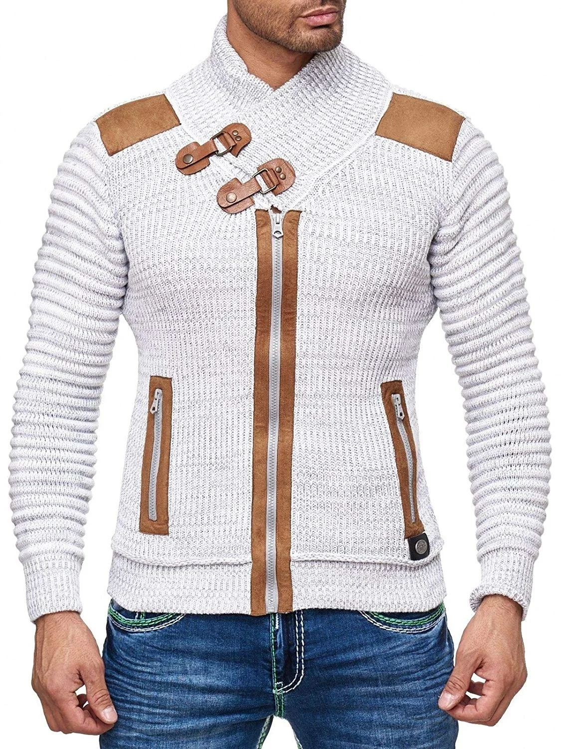 ZOGAA, Осень-зима, брендовый мужской свитер, повседневный тонкий свитер, мужской теплый толстый свитер с высоким воротом, Мужская S-3XL - Цвет: WHITE
