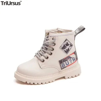 

Children Fashion Ankle Boots 2020 Fashion Short Boots Shoes Lace Up Printing Kids Boys Girls SnowShoes Rubber Sole British Shoes