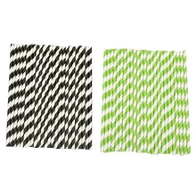 50 шт. Полосатые Бумажные соломинки для вечеринок, украшения стола, свадеб-25 шт. зеленый+ белый и 25 шт. черный+ белый