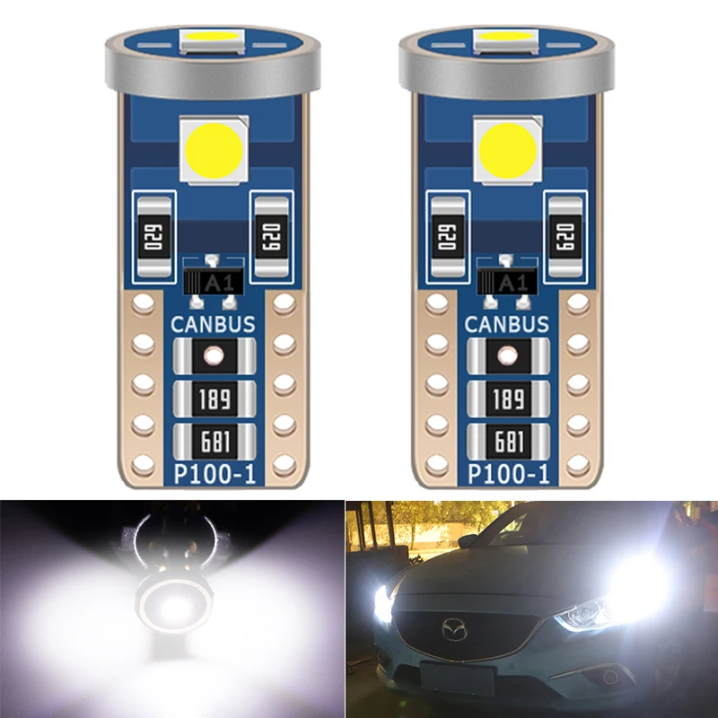 2Pcs T10 Super Bright 3SMD 3030 LED Canbus No Error Auto Parking Light W5W Car Wedge Tail Side Bulb Interior Reading Dome Lamp | Автомобили