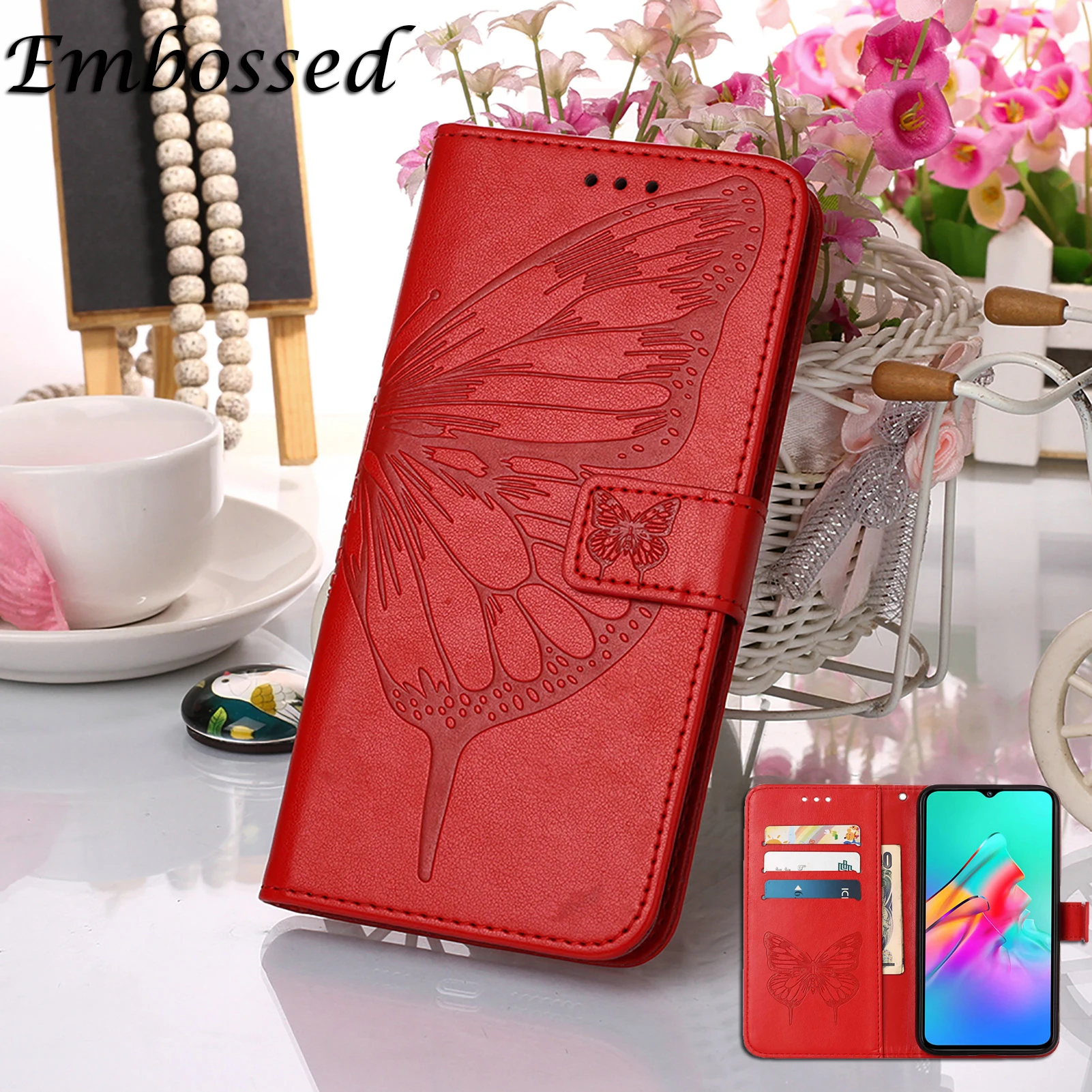 Embossed Butterfly Leather Case For Infinix Hot 10 Play Lite Flip