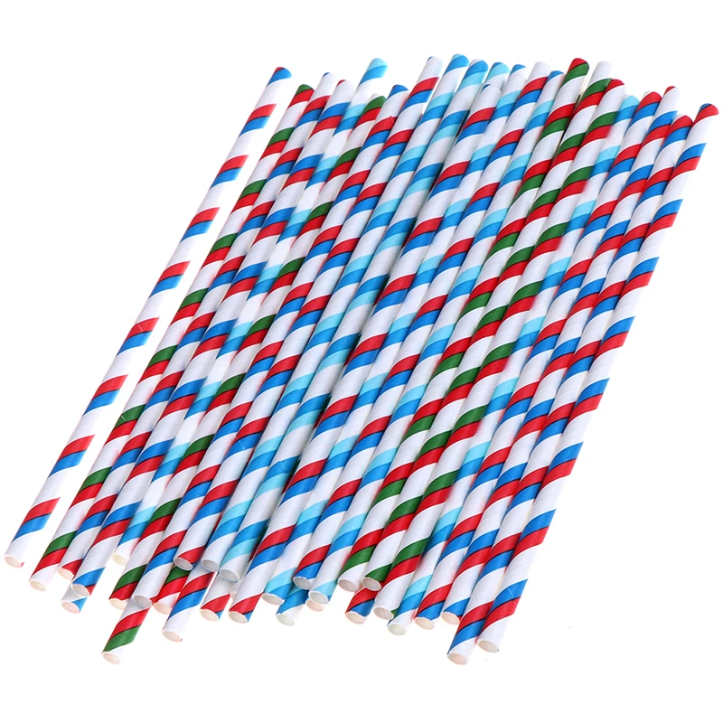 

25pcs/set Paper Straws Colorful Striped Birthday Wedding Christmas Party Decoration Supplies Paper Straws for Baby Shower