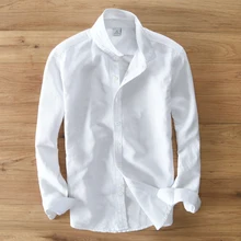 Хлопковая и льняная брендовая мужская рубашка с длинными рукавами, осенние и летние рубашки для мужчин, модные повседневные белые рубашки, Мужская сорочка Camisa