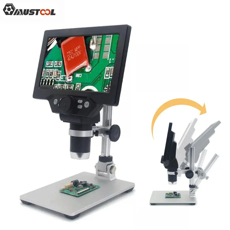 Цифровой микроскоп Mustool G1200 12MP 7 дюймов Большой цветной экран большой базовый ЖК