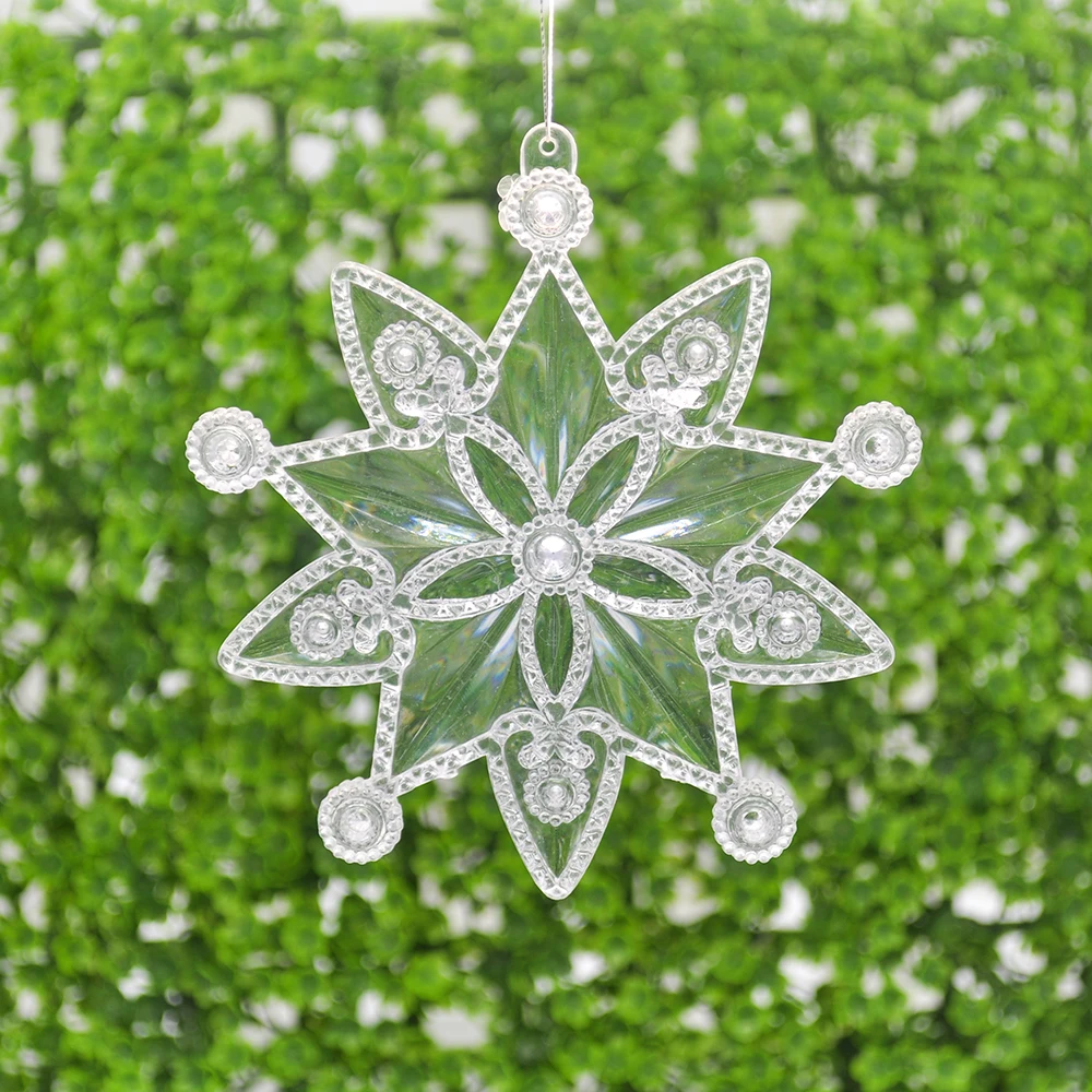 2PCS Transparent Snowflake Christmas Tree Decoration Pendant Garland Making Holiday New Year Party | Дом и сад