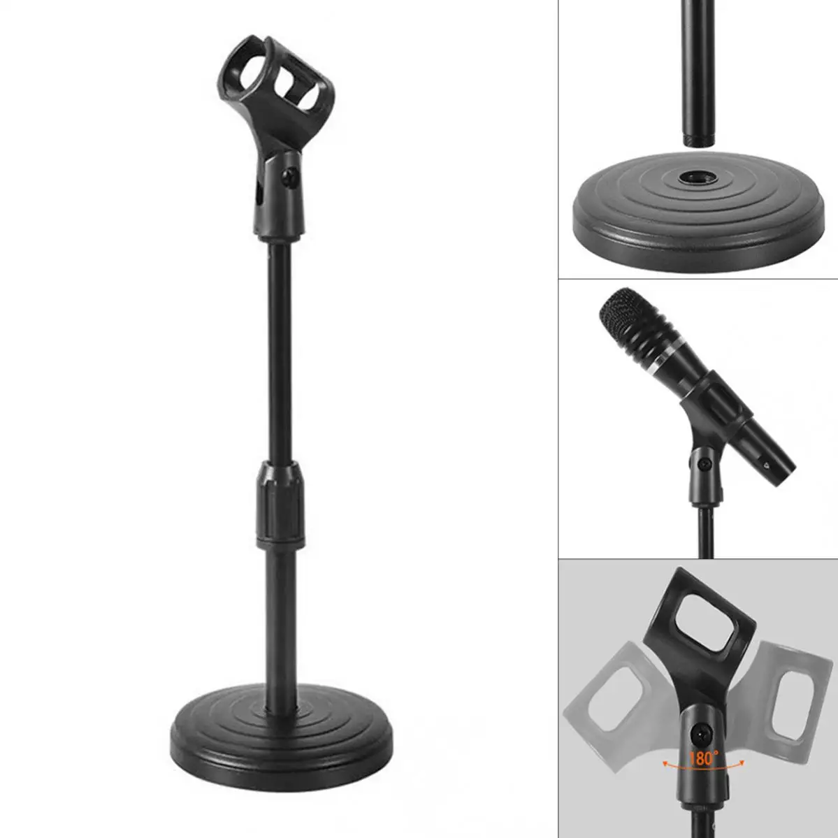 Flexible Desktop Metal Tripod Folding Mic Stand Adjustable Angle Disc