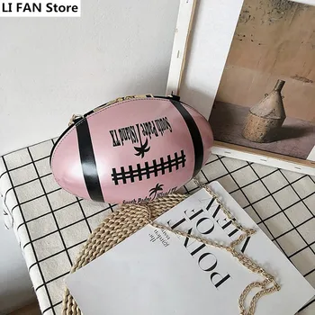 

Lovely Rugby Pink Shoulder Bag Women Ball Bag Women's Handbag Leather Messenger Bag Women Summer Bag Women's Bags New Female Bag