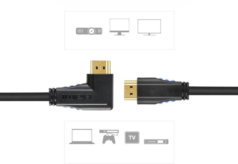 HDMI 2,0 кабель 4K 60HZ 90 градусов прямоугольный HDMI КАБЕЛЬ HDCP 2,2 1,5 M для PS4 pro Xbox ones синий DVD плеер STB