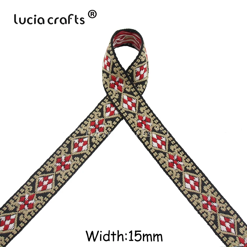 Lucia crafts 1 ярд/лот Этнические вышитые жаккардовые ленты отделка DIY для украшения ручной работы швейная одежда головные уборы Q0701 - Цвет: Style 37  15mm