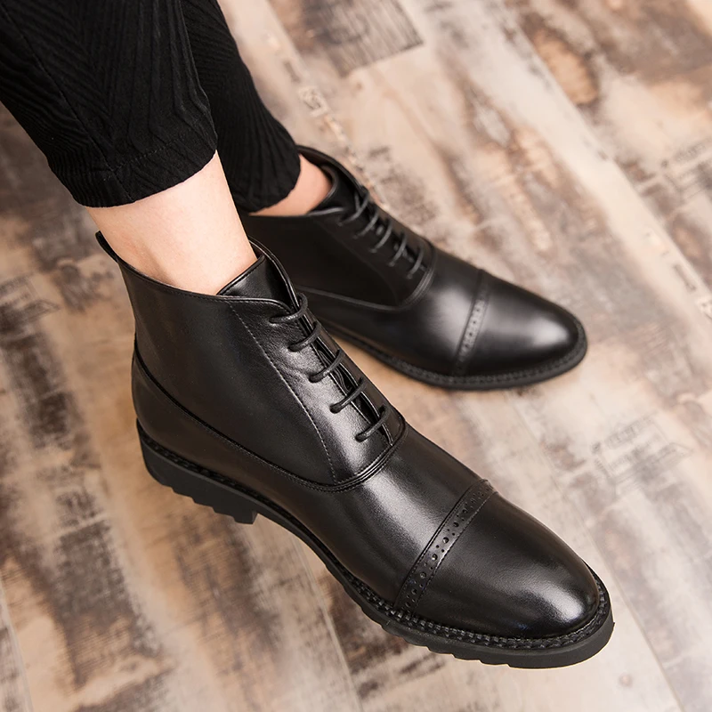 

Fashion Retro Ankle Leather Men Boots High-Top Side Zipper Tooling Black Brown Boots Outdoor Desert Boots Fashion Men Shoes
