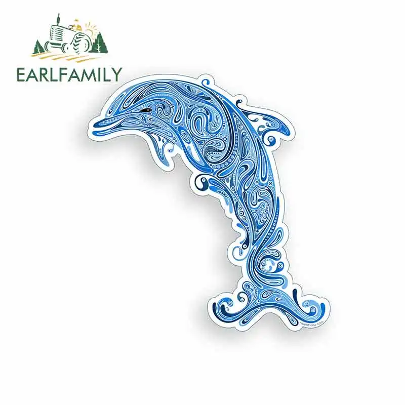 EARLFAMILY 13cm x 11.9cm for Blue Wave Dolphin Funny Car Stickers Vinyl Graphics JDM RV VAN Fine Decal Car Accessories Oem