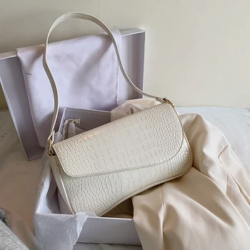 

Crocodile Pattern PU Leather Shoulder Bags For Women 2020 Green Simple Female Travel Handbags Lady Hand Bag Purses Tote #45