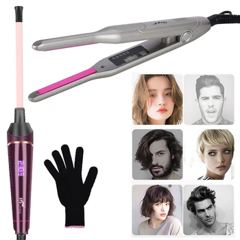 

Professional Curling Wand for Short Hair Straightener Mini Flat Iron Ceramic Hair Curler Temperature Adjustable Hair Curl Styler