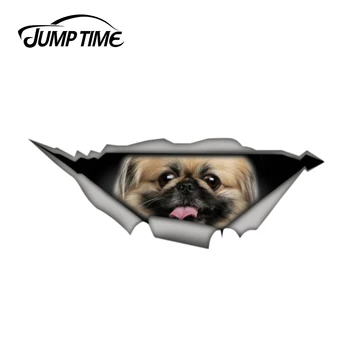 

Jump Time 13cm x 4.8cm pekingese car decal Laptop Decal 3D Pet Graphic Vinyl Decal Car Window Laptop Bumper Car Stickers
