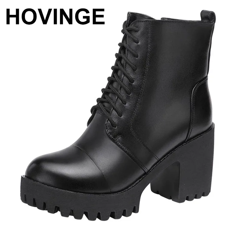 

HOVINGEHigh Heel Thick Heel Black Boots Women 2021 New Autumn / Winter Blavk Short Boots Size 32 To 43