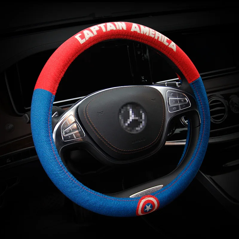 

Trendy Britain Style Colored linen cloth Universal Avenger Car Steering-wheel Cover 37CM-38CM Car-styling Sport Auto articles