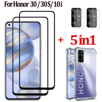 

5in1/honor 30 glass for honor 30 s tempered glass Huawei honor 10i 20 10 lite screen protector film +clear Case huawei honor 30S