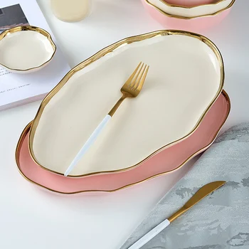 

Nordic Phnom Penh Ceramic Household Tableware Plate Dinner Plate Western Plate Fruit Plate Shallow Dishes E2S