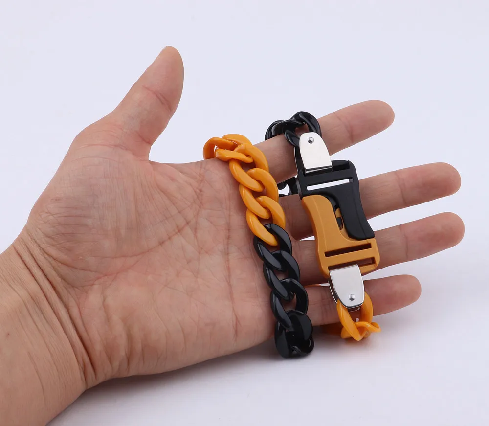 FishSheep Rock Punk Acrylic Chain Buckle Pendant Necklace For Men Women Statement Choker Collar Necklaces New Fashion Jewelry