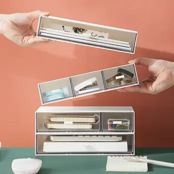 

Divided drawer type cosmetic storage office desktop stationery sorting box free combination multi-layer stack storage box