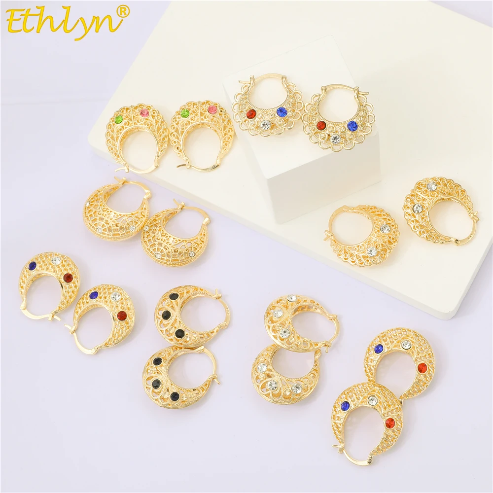 Ethlyn Vintage Style Africa Gold Color Clip Earrings for Women Girls Ethiopian Jewelry Arab Middle East Gift ear clip earrings clip earrings ear clip