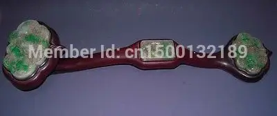 00129 2" Старый китайский изумруд жадеит нефрит Резные деревянные рыбы Ru Yi