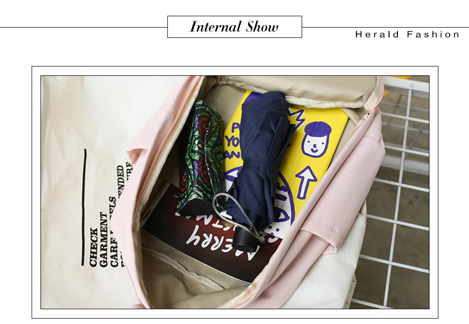 Herald Fashion Women Backpack Casual Student Bag for School Teenagers Girl Ladies Canvas Fabric Backpack Female Bookbag Mochila