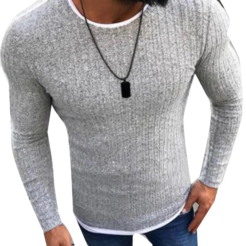 Grey M-5XL, зимний мужской свитер с воротником Хенли, пуловер, Рождественский свитер, мужские вязаные свитера, мужские свитера, Джерси, Hombre - Цвет: Grey