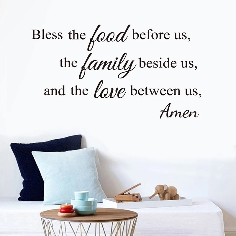 Bless the Food Family Love Amen Quotes Wall Sticker For Dining Room Living Home Decro Decal DIY Mural Art | Дом и сад