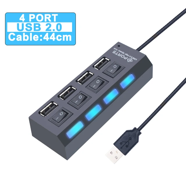 YACSEJAO Répartiteur USB 1 Vers 2 Avec Interrupteur USB A 2.0