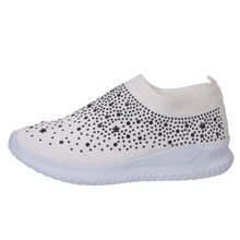 Кристальный кроссовки; женские ботильоны; лоферы на плоской подошве; Повседневная дышащая обувь без застежки; m99