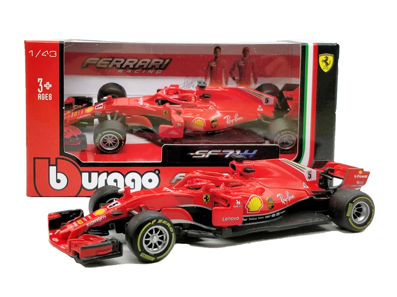 BBurago F1 весы 1:43 RedBull AMG W05 W07 SF71H SF70H SF16 RB13 RB14 RB15 SF90 литья под давлением гоночный автомобиль модель Машинки Игрушки - Цвет: SF71H Nr5 S.Vettel