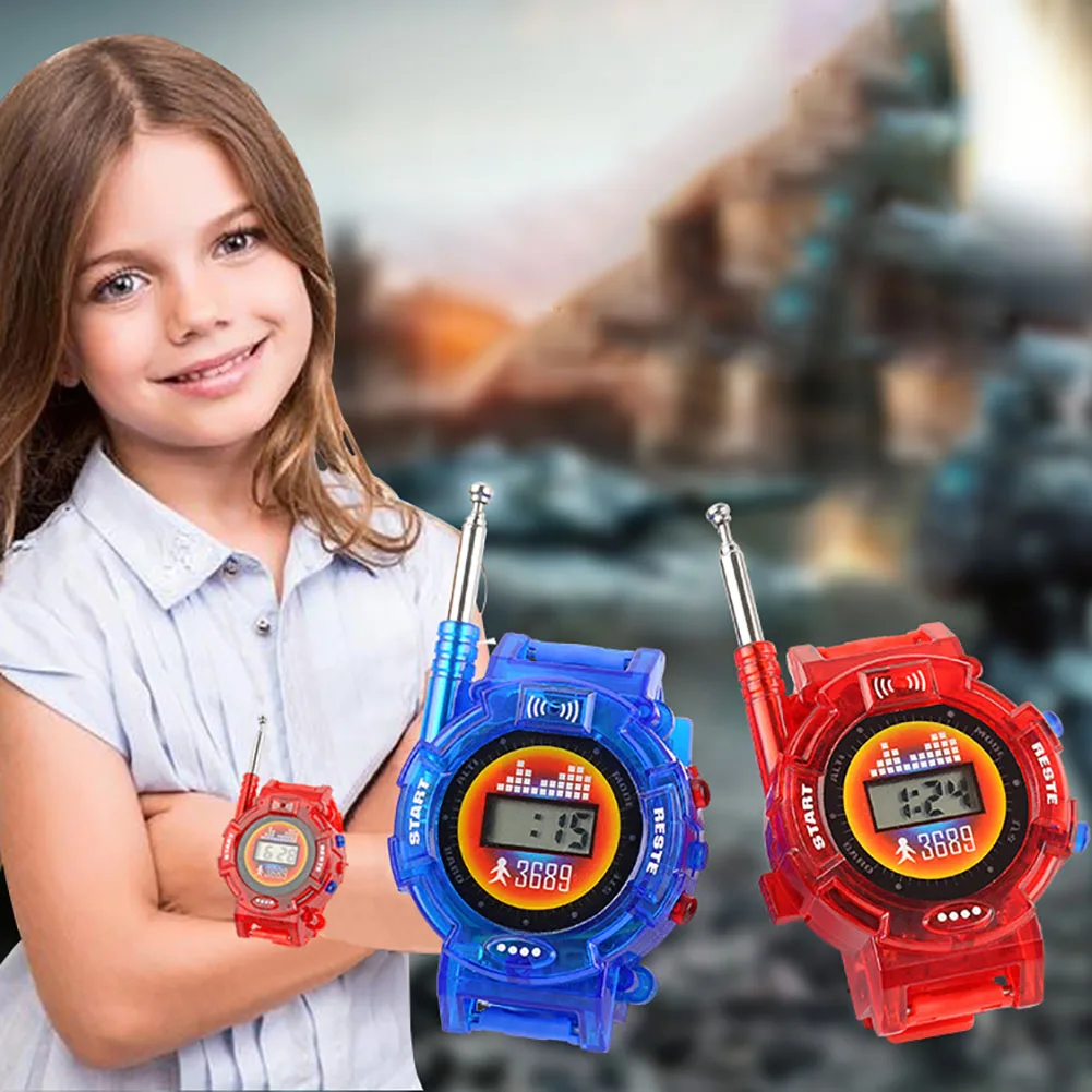 2pcs Long Range Walkie Talkie Durable Portable Random Color Children Family Battery Powered Interactive Wrist Watch Kids Toy | Игрушки и