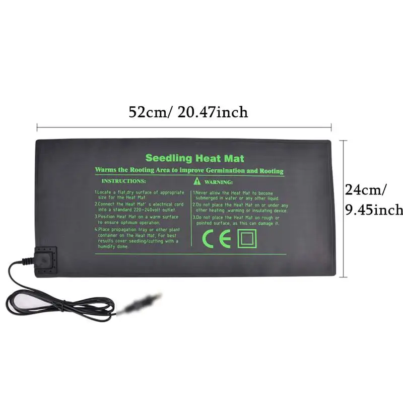 US plug Durable Seedling Heat Mat Plant Seed Germination Propagation Clone Starter Pad Warm Hydroponic Heating Pad 52 X 24cm